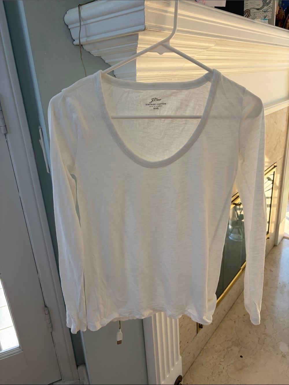 J. Crew White Long-Sleeve Scoop Neck Tee